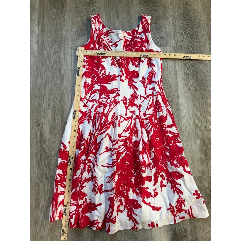 Coldwater Creek White & Red 100% Linen and cotton dress, women's size 10 - Picture 5 of 7